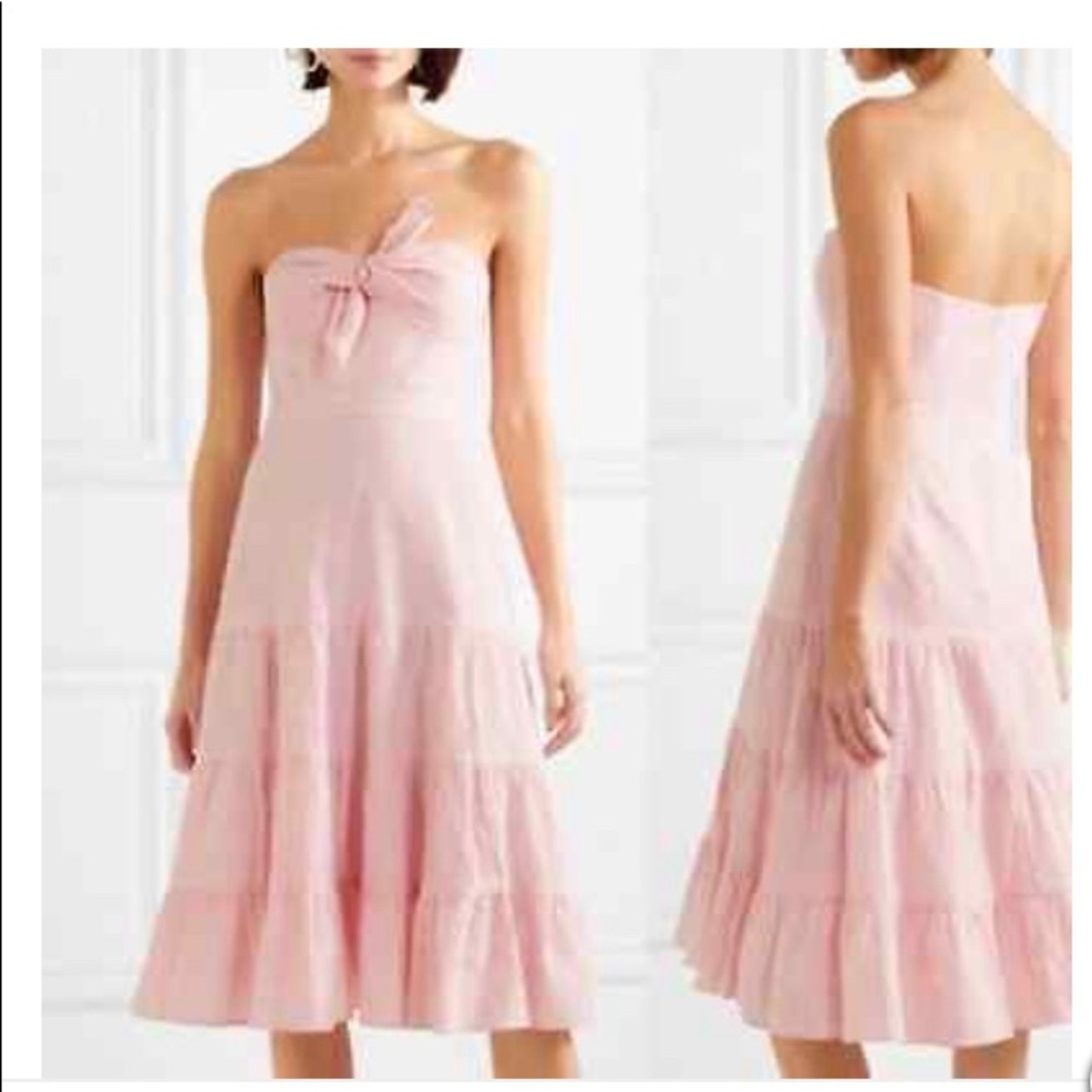 Strapless seersucker J. Crew tiered dress